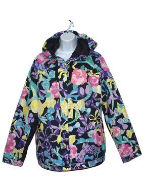 Leonard Paris Sport Colorful Floral Bow Print Hooded Jacket Size 44 L XL Japan